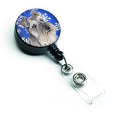 Caroline'S Treasures Schnauzer Winter Snowflakes Holiday Retractable Badge Reel, Multicolor (Sc9393Br)