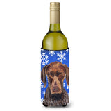 German Shorthaired Pointer Winter Snowflakes Holiday Wine Bottle Beverage Insulator Beverage Insulator Hugger