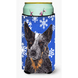 Australian Cattle Dog Winter Snowflakes Holiday Tall Boy Beverage Insulator Beverage Insulator Hugger
