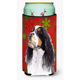 Springer Spaniel Snowflakes Holiday Christmas Tall Boy Beverage Insulator Beverage Insulator Hugger