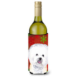 Bichon Frise Snowflakes Holiday Christmas Wine Bottle Beverage Insulator Beverage Insulator Hugger