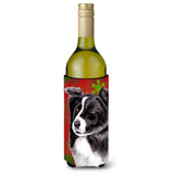 Border Collie Snowflakes Holiday Christmas Wine Bottle Beverage Insulator Beverage Insulator Hugger