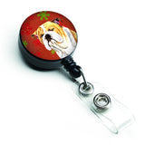 Caroline'S Treasures Bulldog English Red & Green Snowflake Christmas Badge Reel, Multicolor (Sc9414Br)