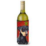 Doberman Red And Green Snowflakes Holiday Christmas Wine Bottle Beverage Insulator Beverage Insulator Hugger