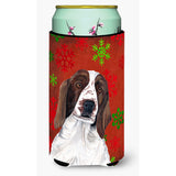 Welsh Springer Spaniel Snowflakes Holiday Christmas Tall Boy Beverage Insulator Beverage Insulator Hugger