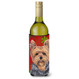 Caroline'S Treasures Sc9428Literk Yorkie Snowflakes Holiday Christmas Wine Bottle Koozie Hugger, 750 Ml, Multicolor