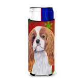 Cavalier Spaniel Red And Green Snowflakes Holiday Christmas Ultra Beverage Insulators For Slim Cans Sc9434Muk