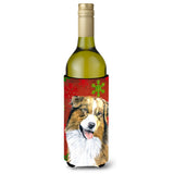 Australian Shepherd Snowflakes Christmas Wine Bottle Beverage Insulator Beverage Insulator Hugger