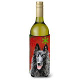 Belgian Sheepdog Snowflakes Holiday Christmas Wine Bottle Beverage Insulator Beverage Insulator Hugger