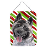 Caroline'S Treasures Akita Candy Cane Holiday Christmas Wall Or Door Hanging Prints, 16 X 12