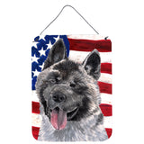 Caroline'S Treasures Akita Usa Patriotic American Flag Wall Or Door Hanging Prints, 16 X 12
