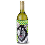Alaskan Malamute St. Patrick'S Day Shamrock Wine Bottle Beverage Insulator Hugger Sc9493Literk