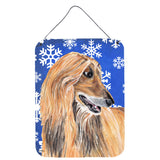 Caroline'S Treasures Afghan Hound Winter Snowflakes Holiday Wall Or Door Hanging Prints, 16 X 12