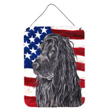 Caroline'S Treasures Cocker Spaniel Black Usa American Flag Wall Or Door Hanging Prints, 16 X 12