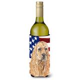 Cocker Spaniel Buff Usa American Flag Wine Bottle Beverage Insulator Beverage Insulator Hugger