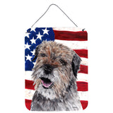 Caroline'S Treasures Border Terrier Mix Usa American Flag Wall Or Door Hanging Prints, 16 X 12
