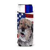 Border Terrier Mix Usa American Flag Ultra Beverage Insulators For Slim Cans