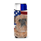 Brussels Griffon Usa American Flag Ultra Beverage Insulators For Slim Cans