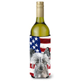 Chinese Crested Usa American Flag Wine Bottle Beverage Insulator Beverage Insulator Hugger