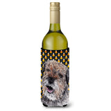 Border Terrier Halloween Candy Corn Wine Bottle Beverage Insulator Beverage Insulator Hugger