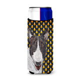 Bull Terrier Halloween Candy Corn Ultra Beverage Insulators For Slim Cans