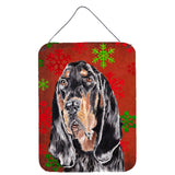 Caroline'S Treasures Coonhound Red Snowflake Christmas Aluminium Metal Wall Or Door Hanging Prints, 16 X 12