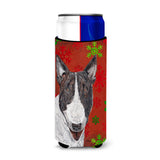 Bull Terrier Red Snowflake Christmas Ultra Beverage Insulators For Slim Cans