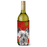 Chinese Crested Red Snowflake Christmas Wine Bottle Beverage Insulator Beverage Insulator Hugger