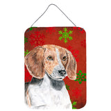 Caroline'S Treasures English Foxhound Red Snowflake Christmas Wall Or Door Hanging Prints, 16 X 12