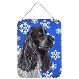 Caroline'S Treasures Sc9596Ds1216 Cocker Spaniel Blue Snowflake Winter Wall Or Door Hanging Prints, 16 X 12