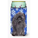 Brussels Griffon Blue Snowflake Winter Tall Boy Beverage Insulator Beverage Insulator Hugger