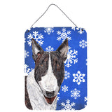 Caroline'S Treasures Sc9603Ds1216 Bull Terrier Blue Snowflake Winter Aluminium Metal Wall Or Door Hanging Prints, 16 X 12,