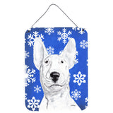Caroline'S Treasures Sc9604Ds1216 Bull Terrier Blue Snowflake Winter Aluminium Metal Wall Or Door Hanging Prints, 16 X 12,