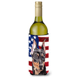 German Pinscher With American Flag Usa Wine Bottle Beverage Insulator Hugger Sc9644Literk