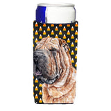 Shar Pei Candy Corn Halloween Ultra Beverage Insulators For Slim Cans Sc9647Muk