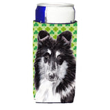 Black And White Collie Lucky Shamrock St. Patrick'S Day Ultra Beverage Insulators For Slim Cans Sc9726Muk