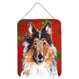 Caroline'S Treasures Collie Red Snowflakes Holiday Wall Or Door Hanging Prints, 16 X 12