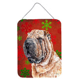 Caroline'S Treasures Shar Pei Red Snowflakes Holiday Wall Or Door Hanging Prints, 16 X 12