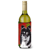 Black And White Collie Red Snowflakes Holiday Wine Bottle Beverage Insulator Hugger Sc9750Literk
