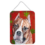 Caroline'S Treasures Sc9752Ds1216 Staffordshire Bull Terrier Staffie Red Snowflakes Holiday Wall Or Door Hanging Prints, 16,