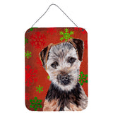 Caroline'S Treasures Norfolk Terrier Puppy Red Snowflakes Holiday Wall Or Door Hanging Prints, 16 X 12