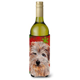 Norfolk Terrier Red Snowflakes Holiday Wine Bottle Beverage Insulator Hugger Sc9760Literk