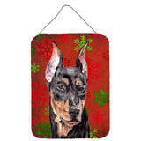 Caroline'S Treasures German Pinscher Red Snowflakes Holiday Wall Or Door Hanging Prints, 16 X 12