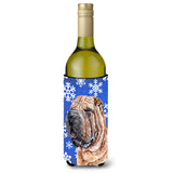 Shar Pei Winter Snowflakes Wine Bottle Beverage Insulator Hugger Sc9767Literk