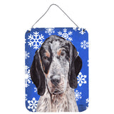Caroline'S Treasures Blue Tick Coonhound Winter Snowflakes Wall Or Door Hanging Prints, 16 X 12