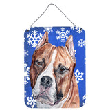 Caroline'S Treasures Sc9776Ds1216 Staffordshire Bull Terrier Staffie Winter Snowflakes Wall Or Door Hanging Prints, 16 X 1