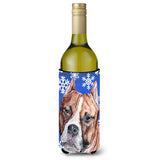Staffordshire Bull Terrier Staffie Winter Snowflakes Wine Bottle Beverage Insulator Hugger Sc9776Literk