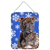 Caroline'S Treasures Sc9777Ds1216 Staffordshire Bull Terrier Staffie Winter Snowflakes Wall Or Door Hanging Prints, 16 X 1