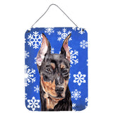 Caroline'S Treasures German Pinscher Winter Snowflakes Wall Or Door Hanging Prints, 16 X 12