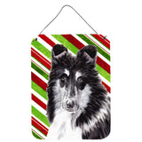 Caroline'S Treasures Black And White Collie Candy Cane Christmas Wall Or Door Hanging Prints, 16 X 12